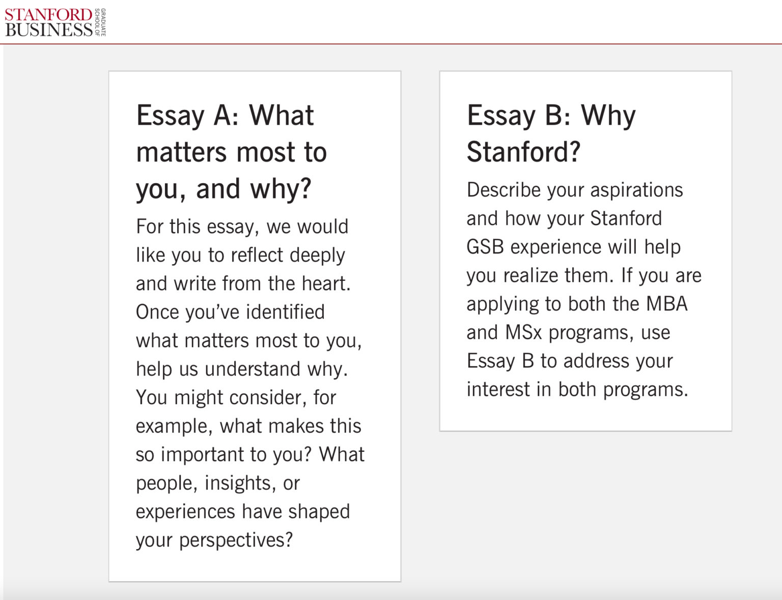 stanford admission essay questions