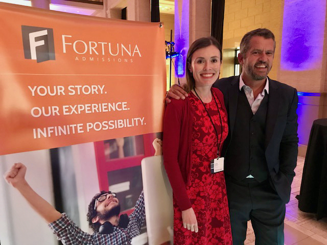 Fortuna Co-Founders Caroline Diarte Edwards & Matt Symonds with their first Fortuna banner