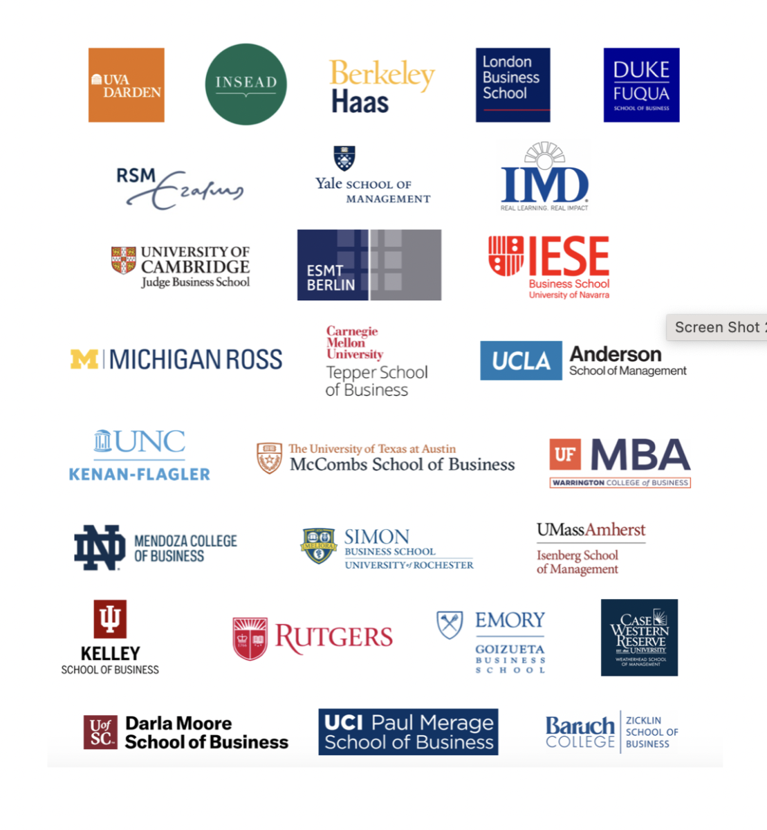 logo montage of business schools attending the CentreCourt MBA Festival in Oct. 2022 co-hosted by Fortuna Admissions